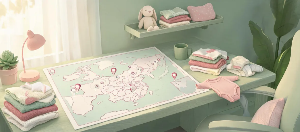 Illustrated Aden Anais support map and nursery desk