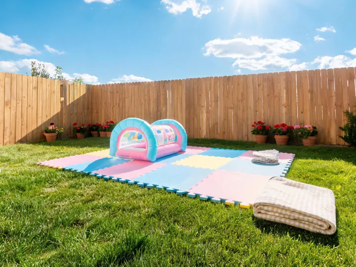 Outdoor toddler play equipment and travel blanket