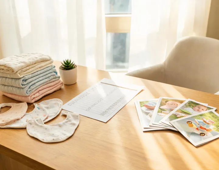 Aden Anais service planning desk with nursery textiles